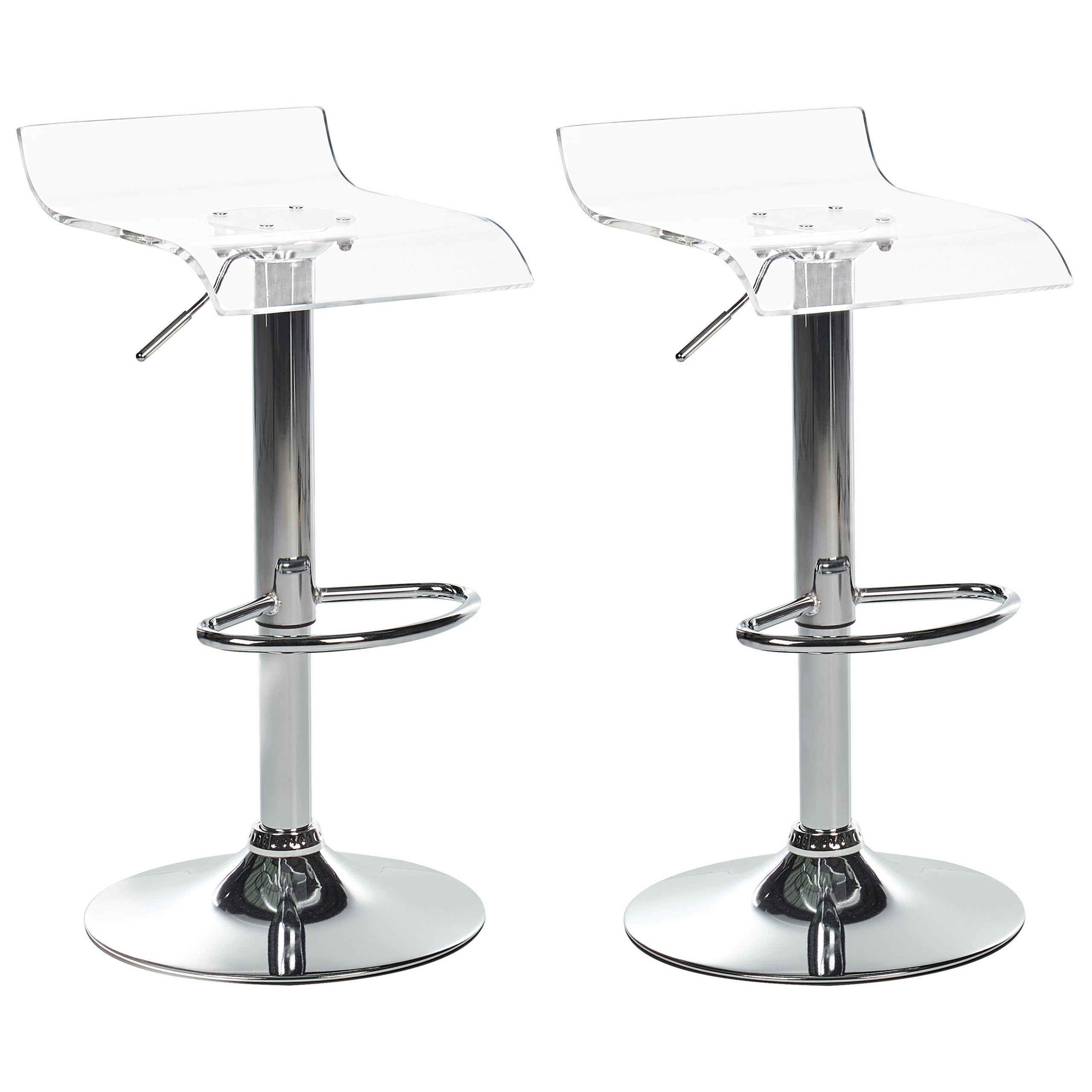 Beliani Conjunto De 2 Sillas De Bar Neum Giratoria Transparente Plateado , Leroy Merlin