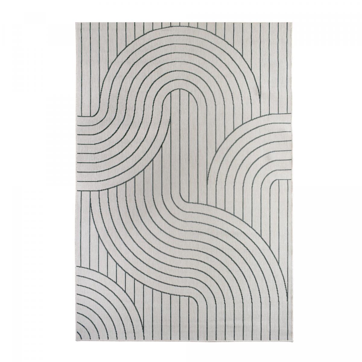 Tapis extérieur, kilim reversible 120x170 LYN2 U REVERSIBLE vert et crème - 4