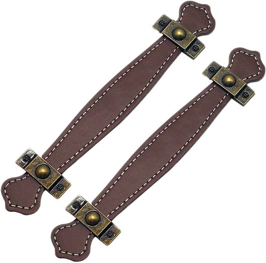 2 szt. Skórzanych uchwytów do szuflad, uchwyt do walizki w stylu vintage, uchwyt do mebli szafkowych ze śrubami - Brązowy (128 mm)