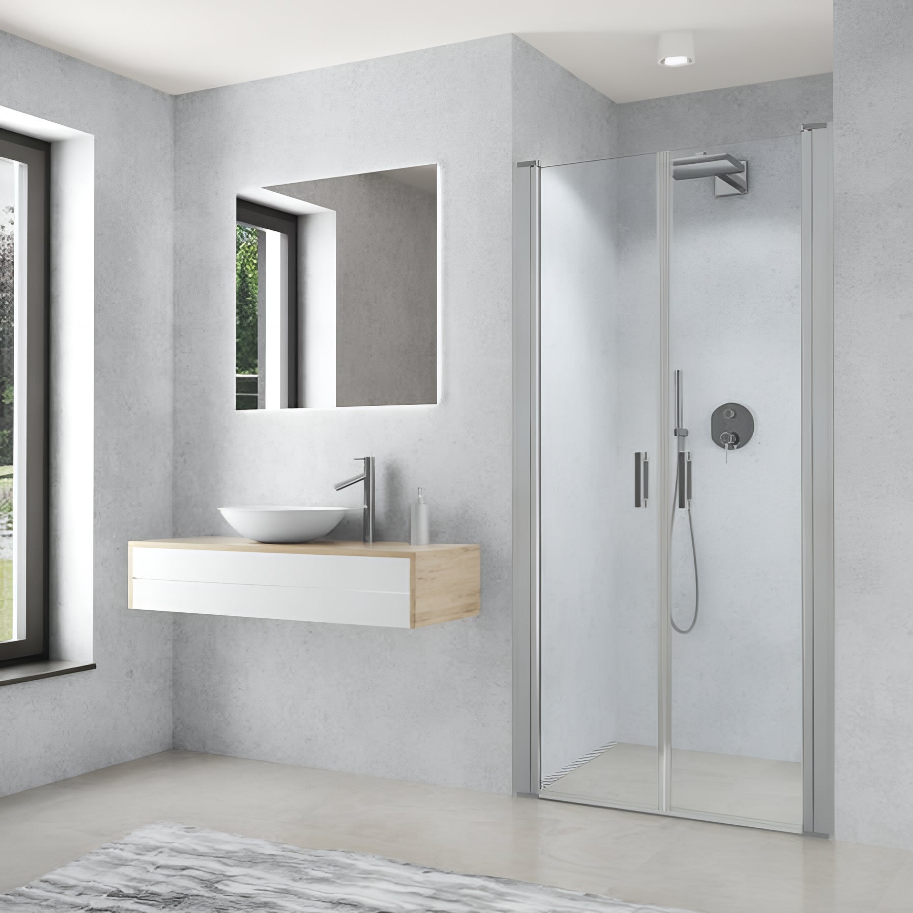 Porta Doccia In Vetro ESG 96x190cm - Argento E Trasparente, Regolabile 93-96cm, Con Accessori Montaggio - Foto 3