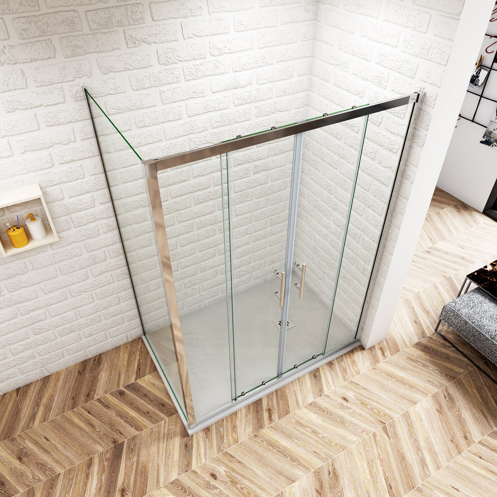 Cabine de douche 120x80x190 cm - Porte coulissante + paroi latérale - Étanchéité renforcée - Montage facile - 6