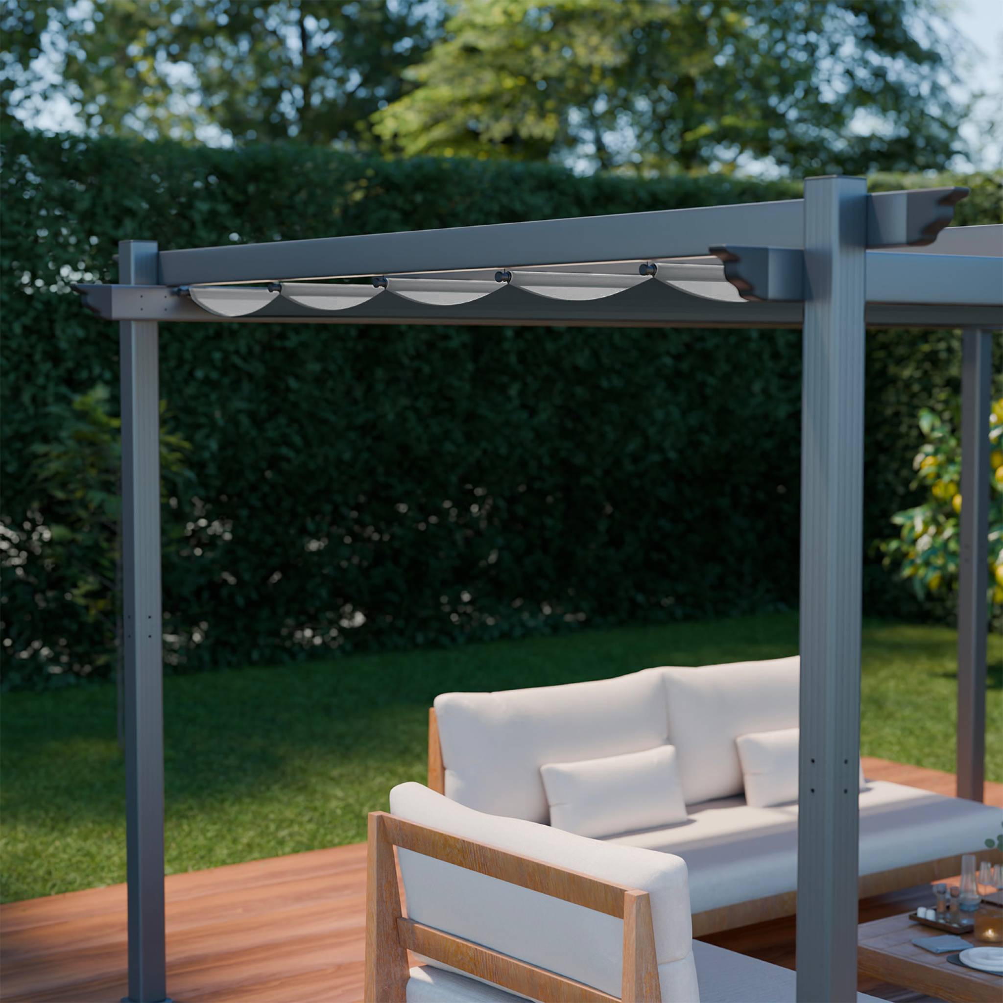 Pergola autoportante Gris en Aluminium 12.0 m² - 3