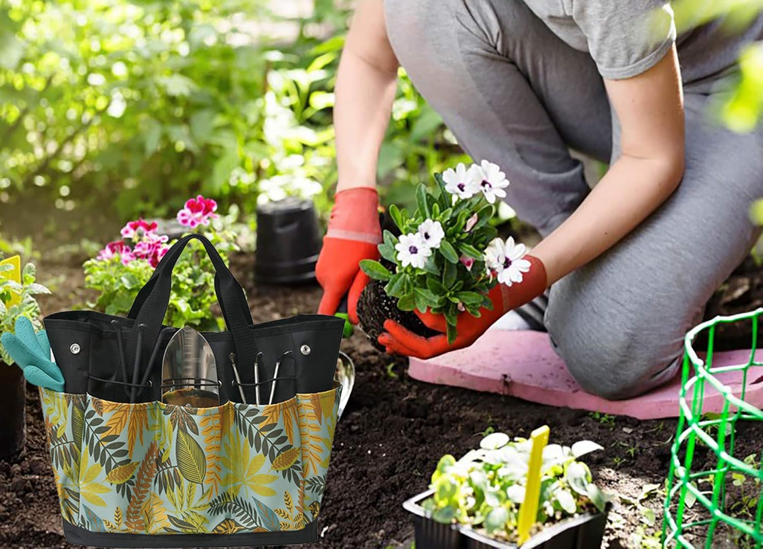 Sac De Rangement Pour Outils De Jardin – Nylon Oxford 600D – Dimensions 24x13x39 Cm – Poches Multiples
