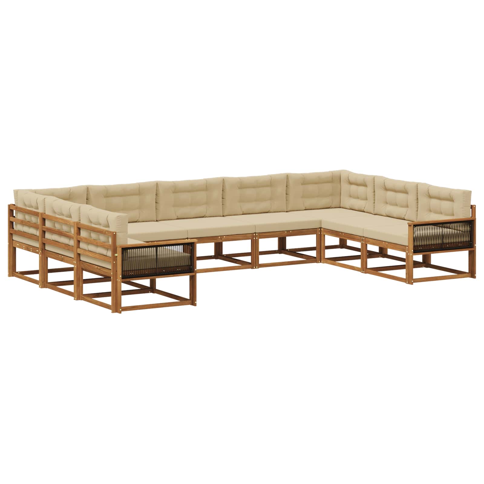 Ensemble de canapés d'extérieur 9 pièces naturel et beige - 2