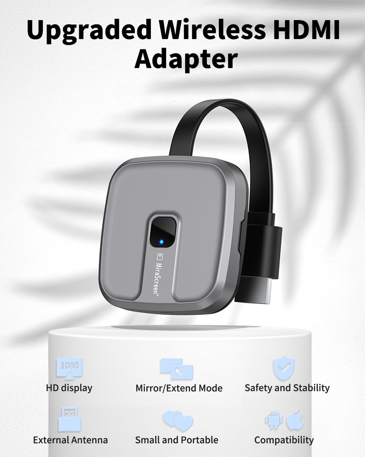 Dongle HDMI sans Fil 1080P, Dongle d'Affichage HDMI Miracast 2,4/5 GHz Dongle d'Affichage de Mise en Miroir d'écran Compatible avec iPhone/Android - 2