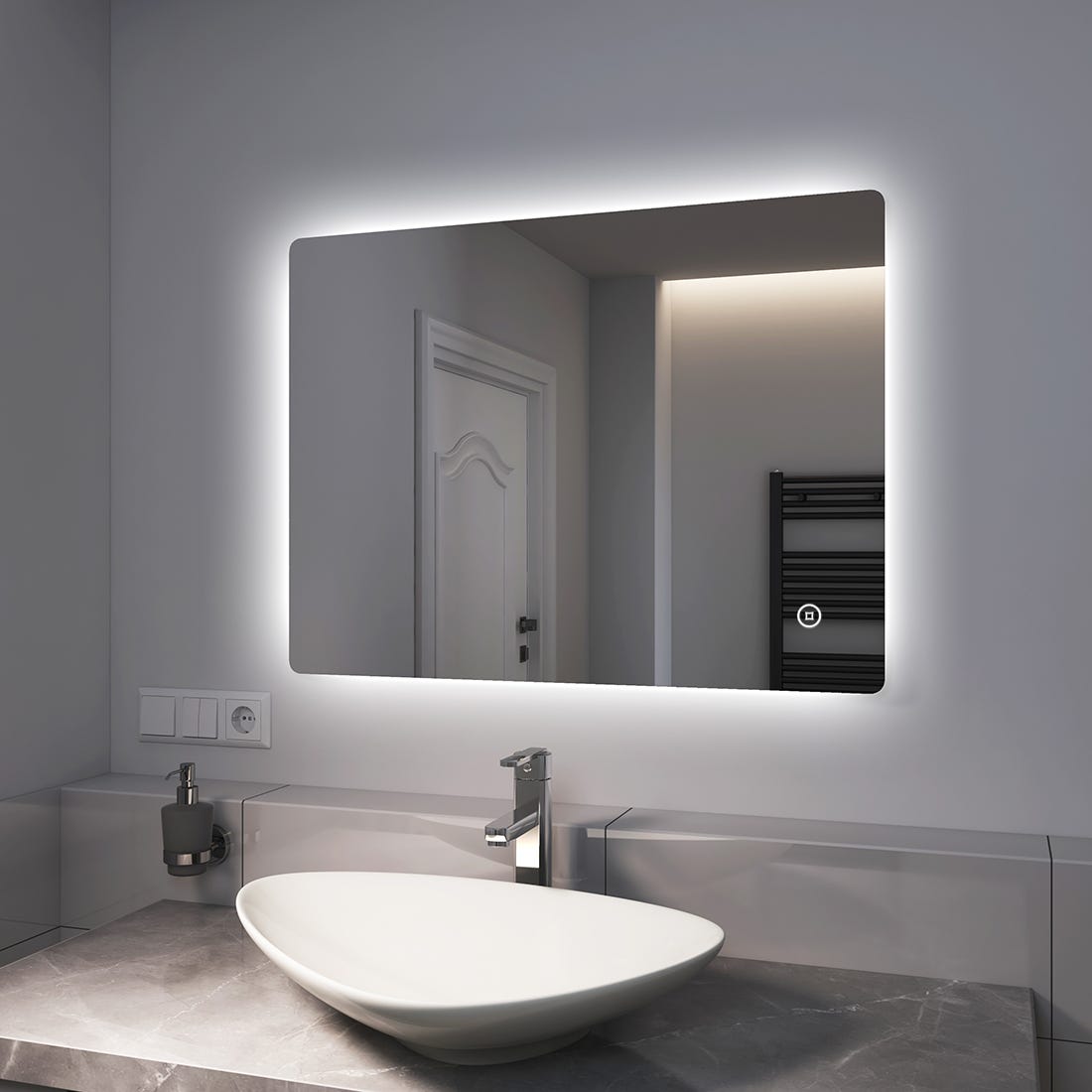 Miroir Mural Lumineux LED De Salle De Bain 80 X 60 Cm 3 Couleurs Luminosite Reglable Interrupteur Tactile Transparent 90811900 Miroir Mural Lumineux LED De Salle De Bain 80 X 60 Cm 3 Couleurs Luminosite Reglable Interrupteur Tactile Transparent 90811900