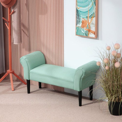 HOMCOM Banc De Lit Rembourré Bleu - Banc D'Entrée Confortable 102x36x51 Cm, Charge 130 Kg