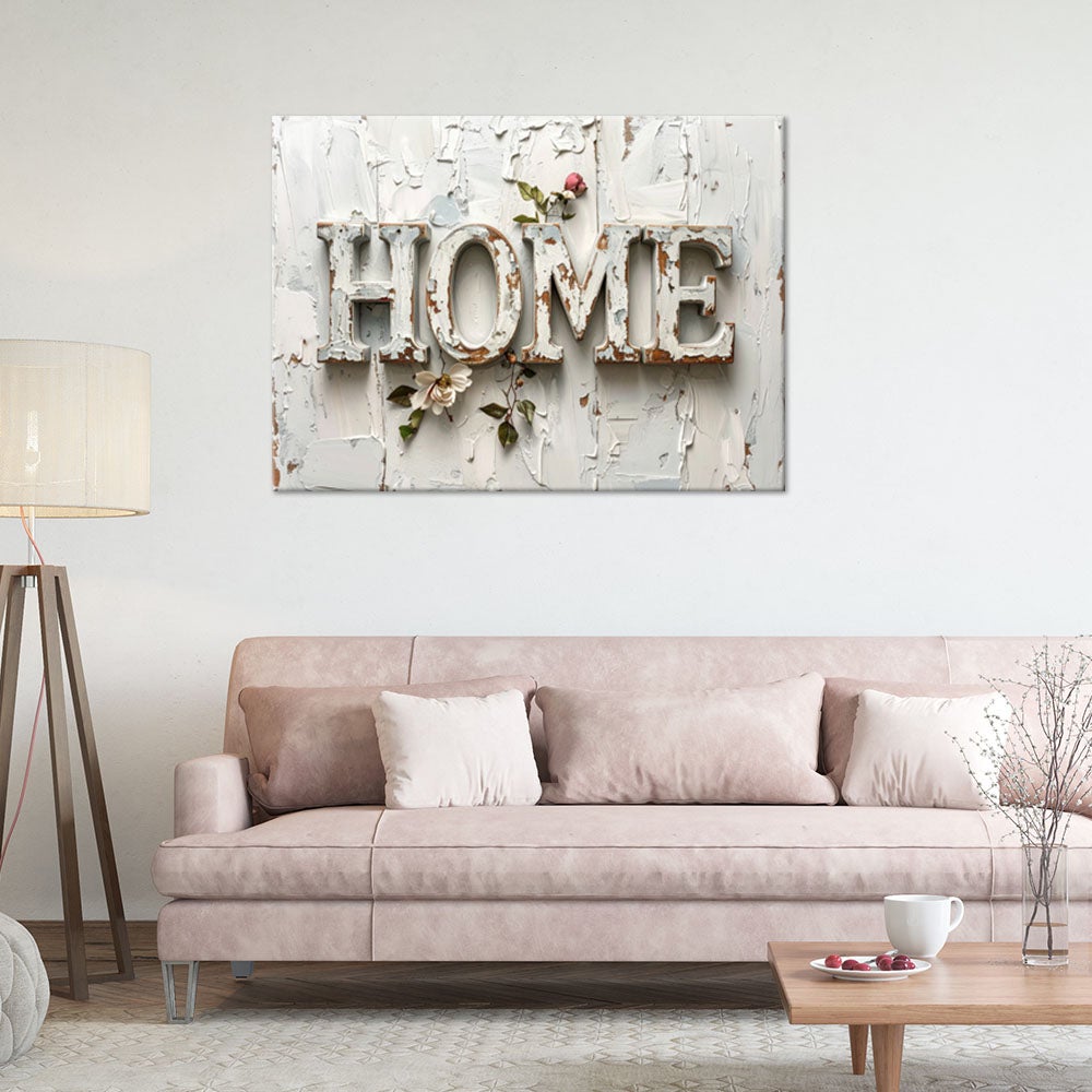Obraz do salonu sypialni biura, Napis Home Typografia shabby chic 60x40 - 2