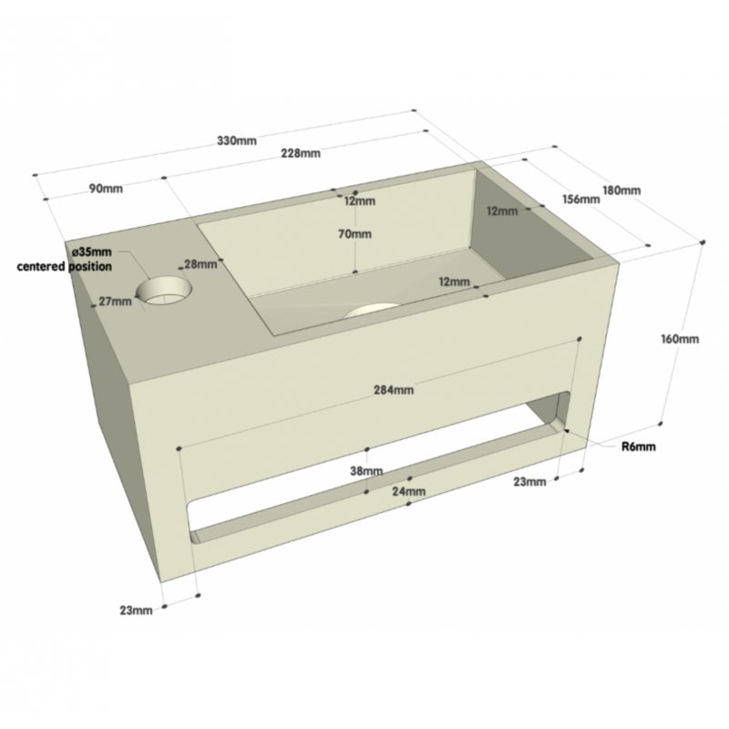 Lave mains Prato avec plage de robinetterie à gauche et porte-serviette - 5
