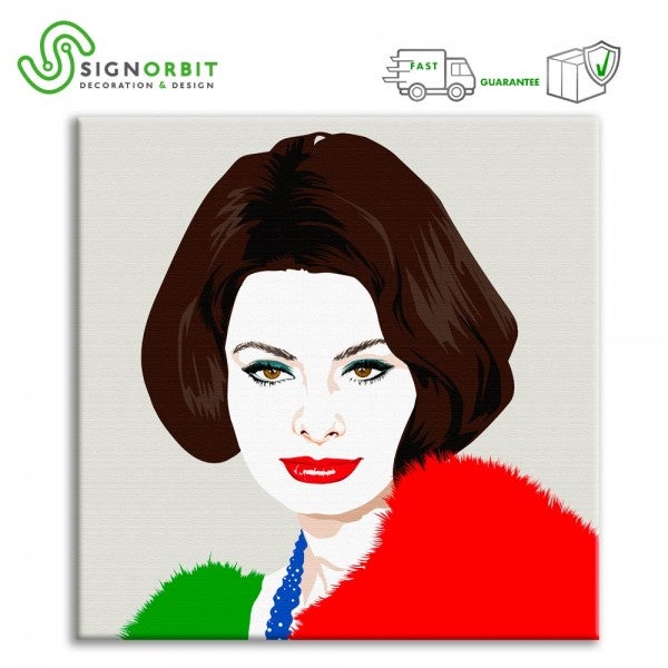 Sofia Loren Canvas Print, obraz na płótnie na drewnianej ramie, 100x100 cm