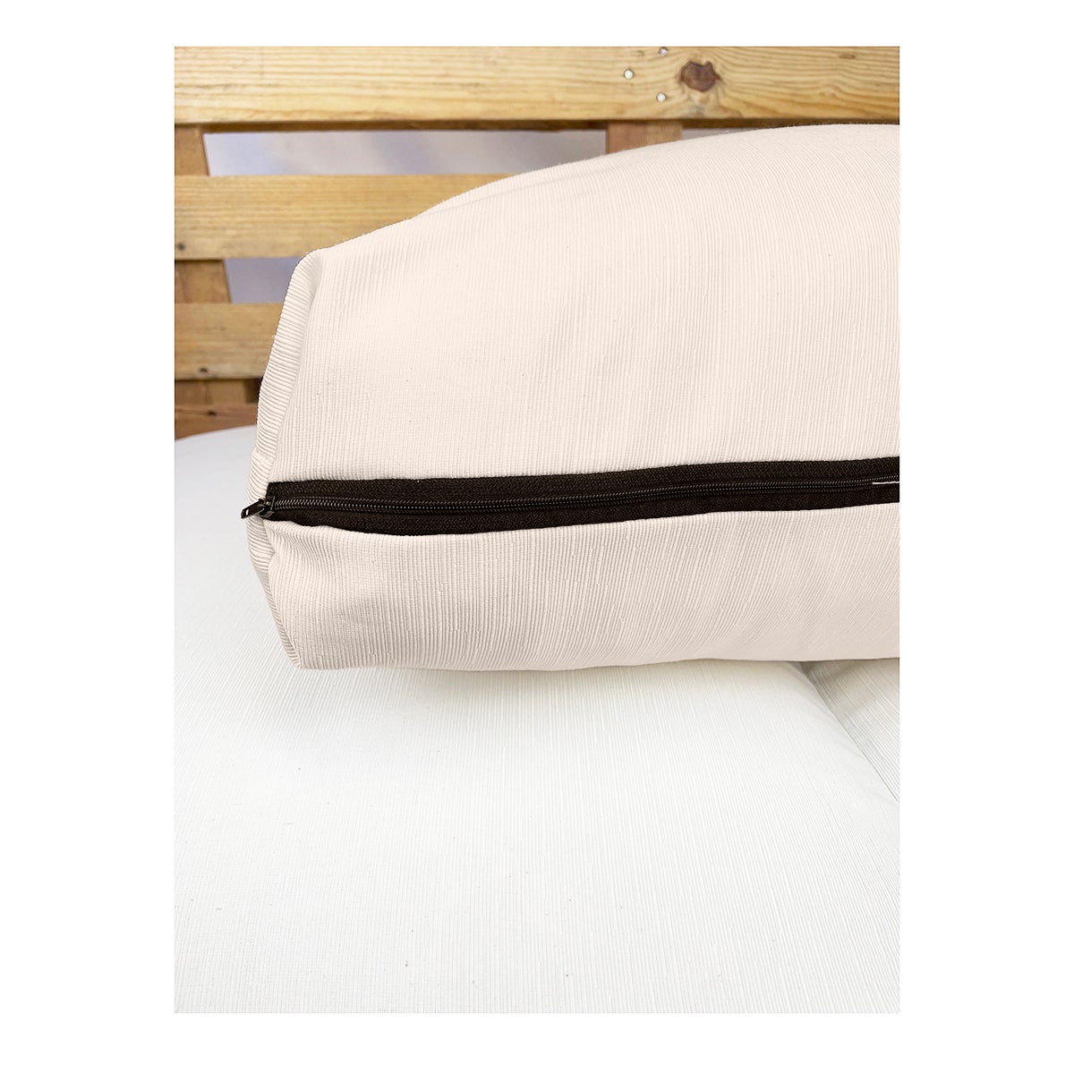 Acomoda Textil – Cojines Sofá Palets 2 Plazas Desenfundable y Lavable 120x80cm. NO INCLUYE PALETS. (Beige) - 3