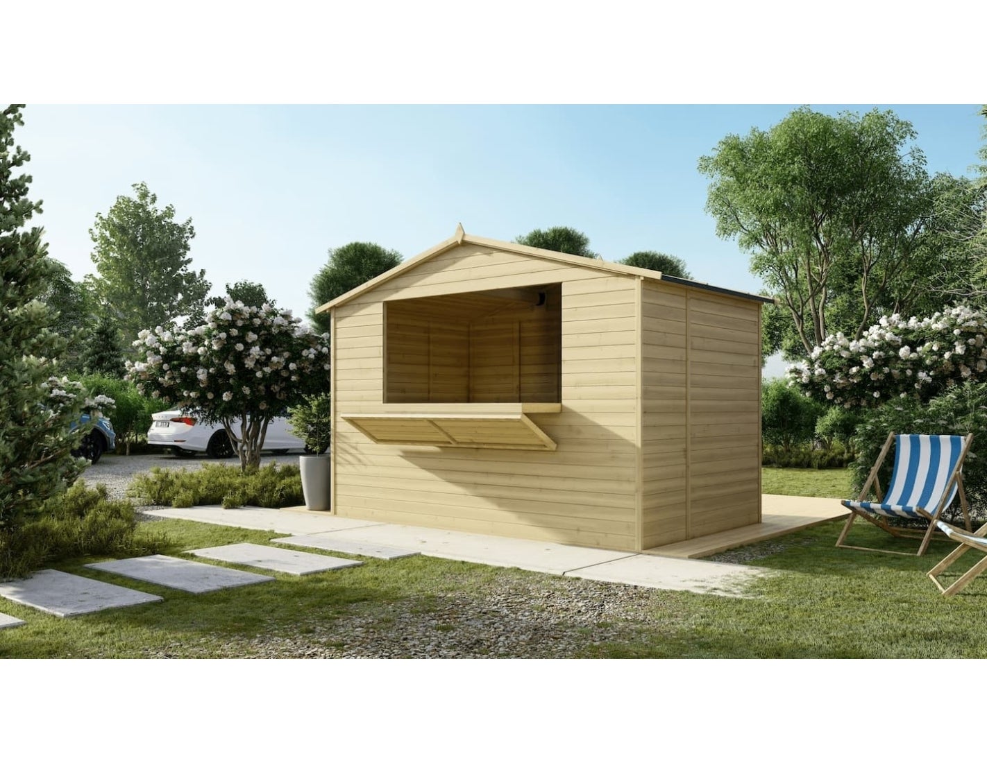 Kiosk domek handlowy ALTANKA 5,72 m2 - 3,11x1,84 m - 19 mm, drewniany, DOM606, 1szt.