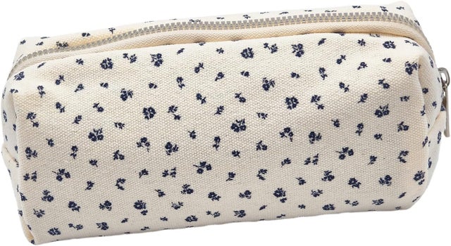 Trousse aesthetic fleurie – grande capacité – bleu – maquillage, s