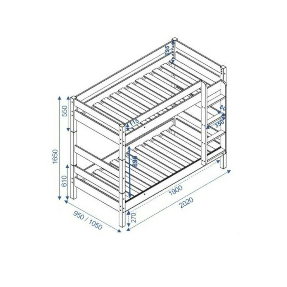 Lit superposé séparable Aaron Miel 80x190 cm - 3