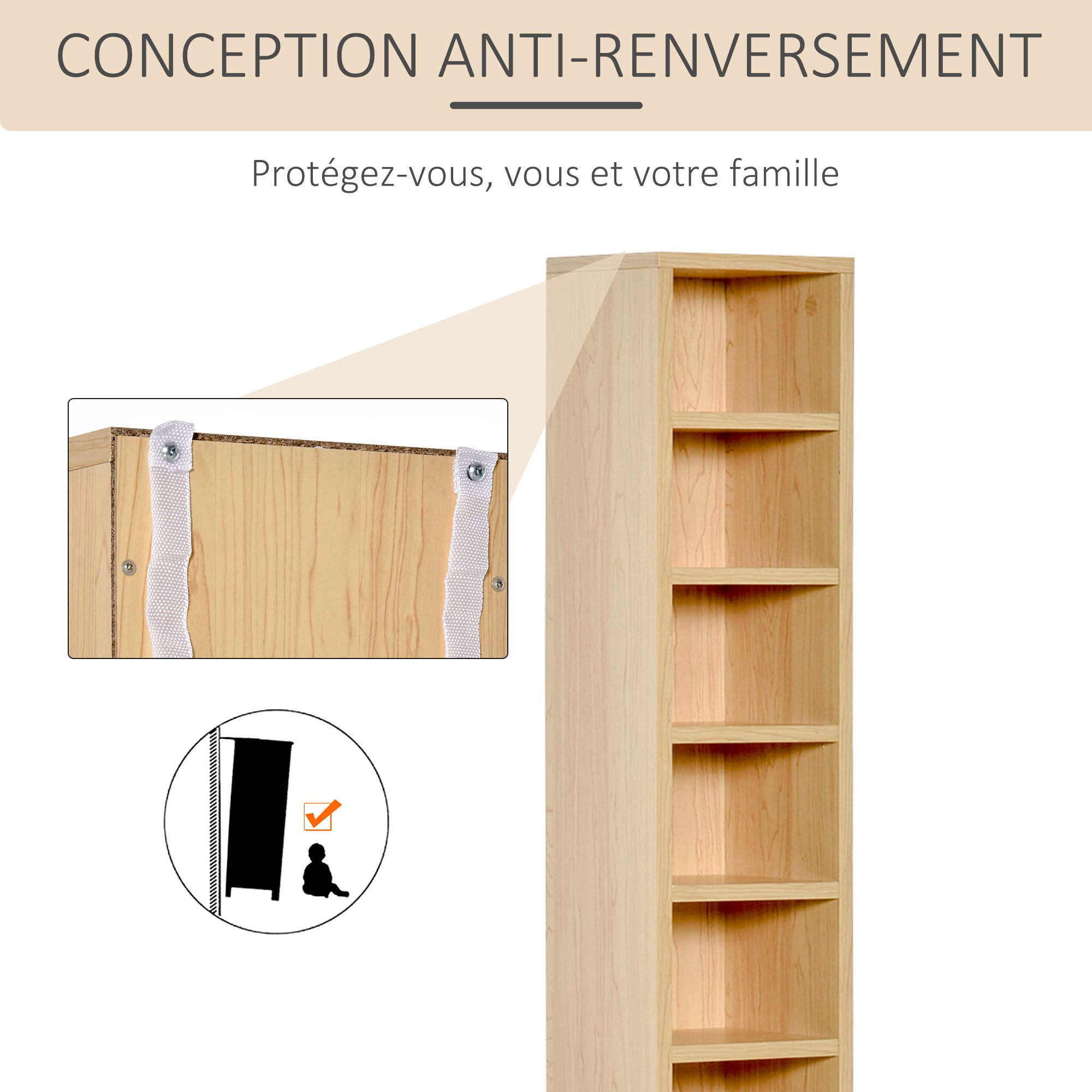 Lot de 2 étagères colonnes Armoire de Rangement CD-DVD 6 + 6 Compartiments dim. 21L x 19l x 88H cm capacité Max. 160 CD Coloris hêtre - 7