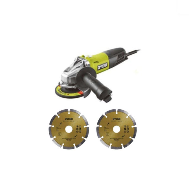 Meuleuse d'angle RYOBI 800W 125mm - 2 disques diamants RAG800-125SD2