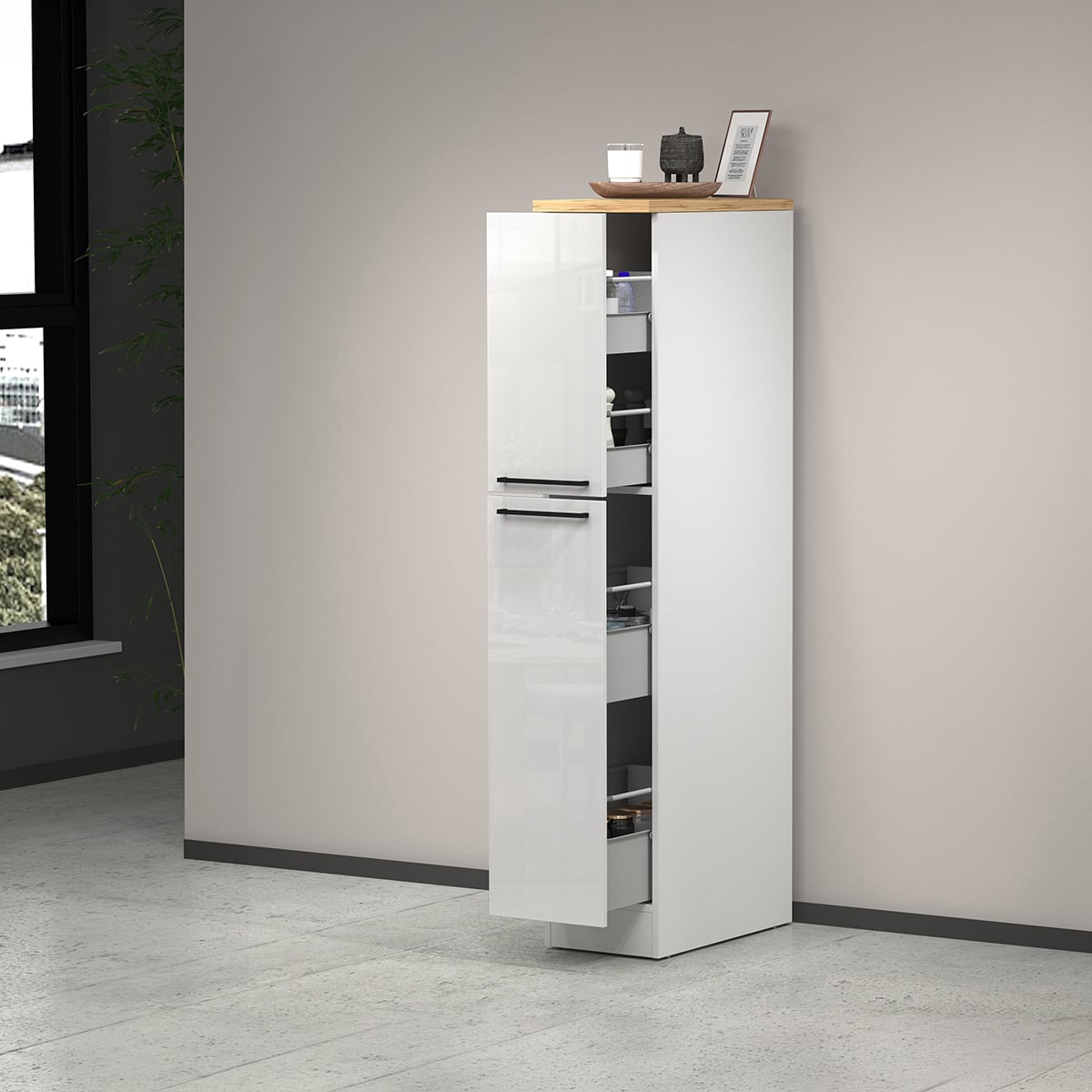Meuble de cuisine moderne avec 2 tiroirs à épices 30x60x164,5 Trym - 2