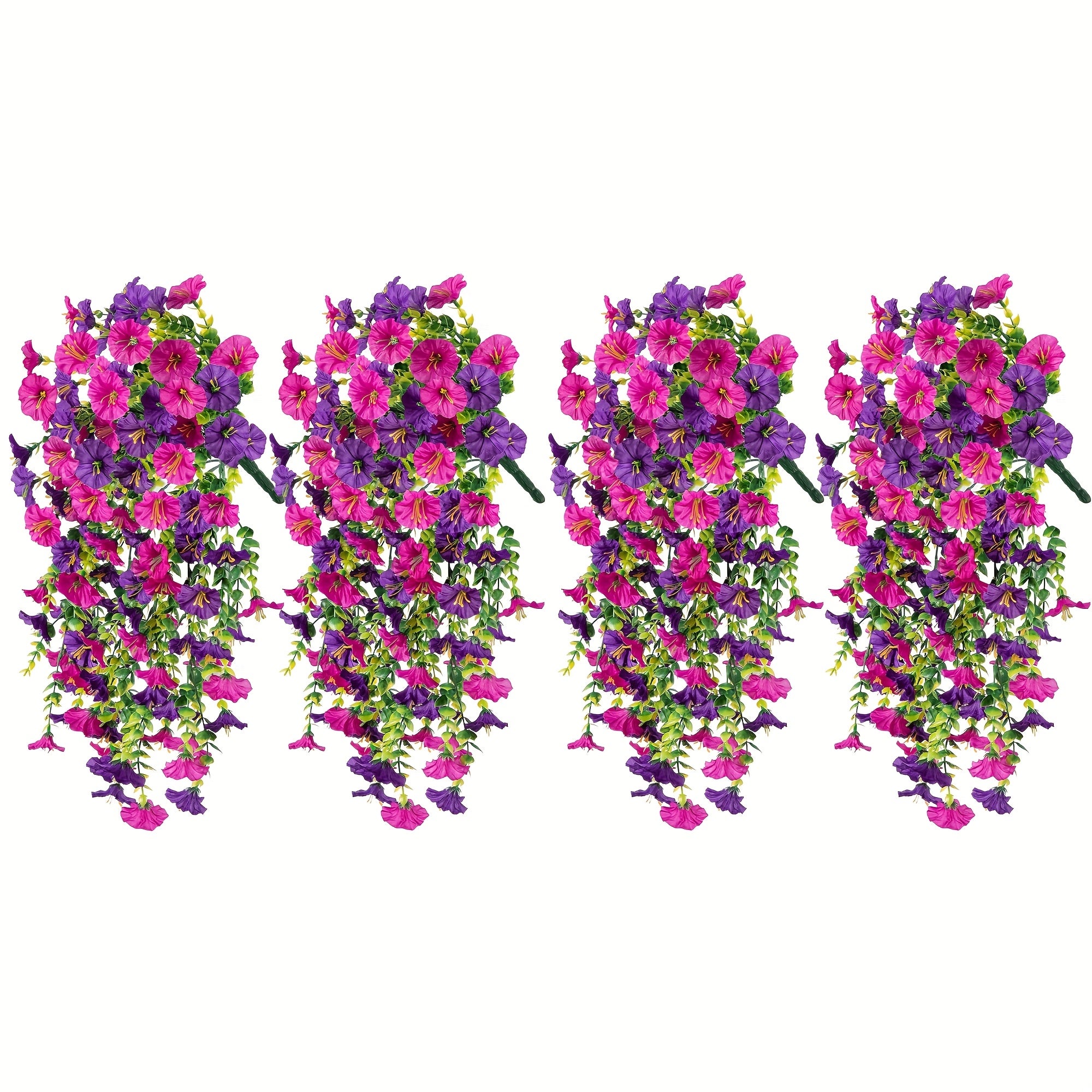 2 Rampicanti Artificiali Fiori Viola Pendenti - Lunghi 90 Cm - Piante Finte In Seta Per Parete, Giardino, Decorazione Matrimonio (Rosa/Rossa)