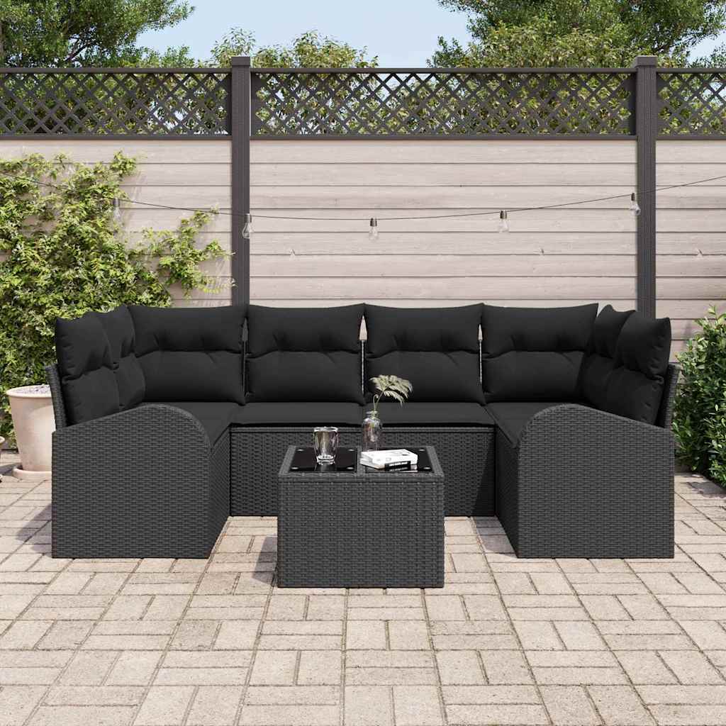 Zestaw Sof na Ogród Czarny 55 x 55 x 37 cm polirattan vidaXL