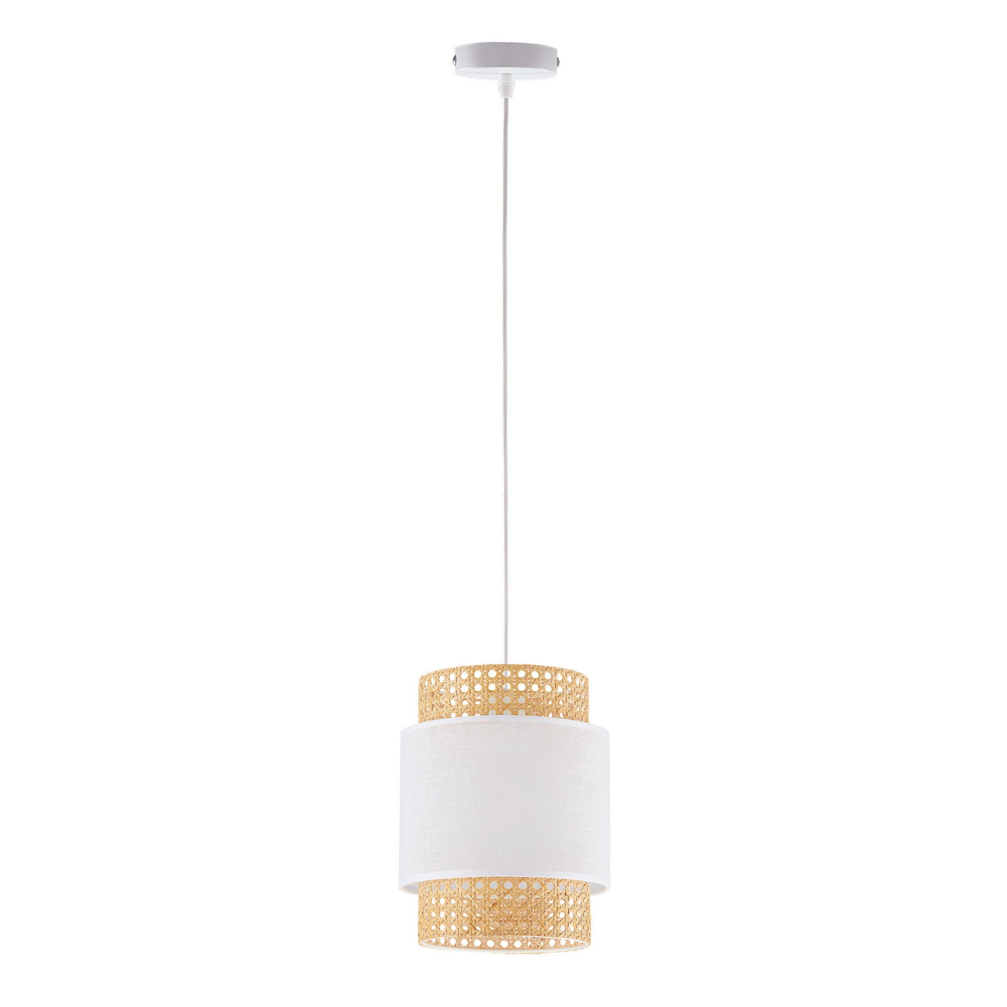 Lampa sufitowa wisząca Boho biała 1xE27x15W boho wym: 170 x 20 x 20 cm wiklina / rattan / słoma TK Lighting