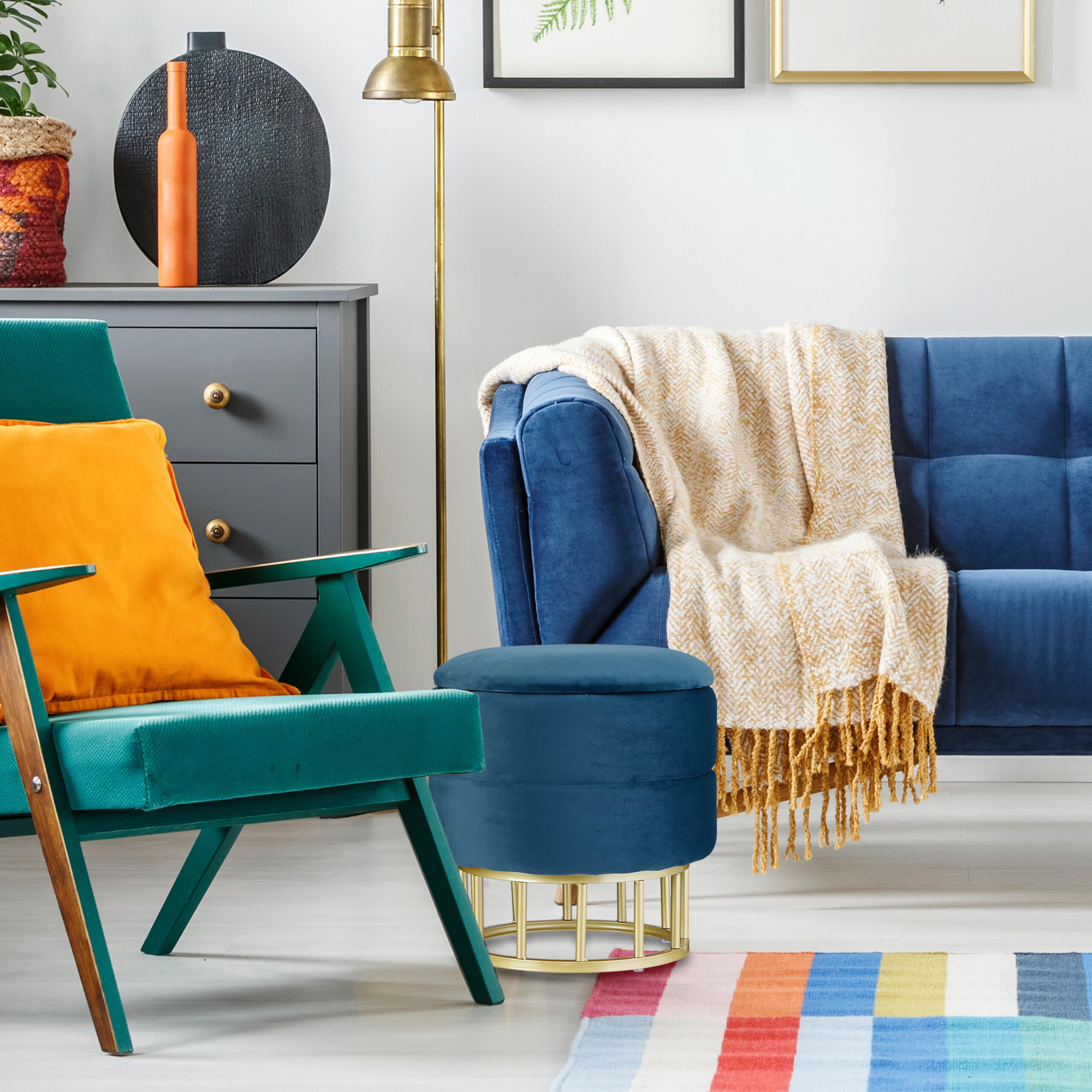 Relaxdays Sgabello Pouf da Salotto, Camera Letto, Poggiapiedi