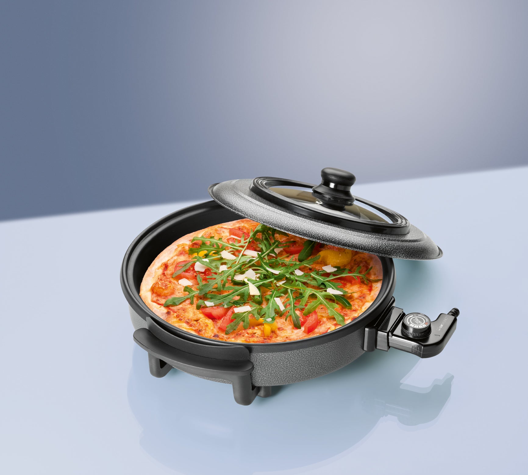 Padella Elettrica GOURMETmaxx Per Pizza E Festa – 30 Cm, 1500W, Antiaderente, Con Coperchio In Vetro E Termostato