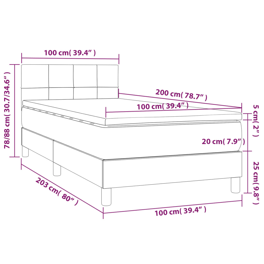 Sommier à lattes de lit avec matelas Bleu foncé 100x200 cm — COMFORTXL - 7