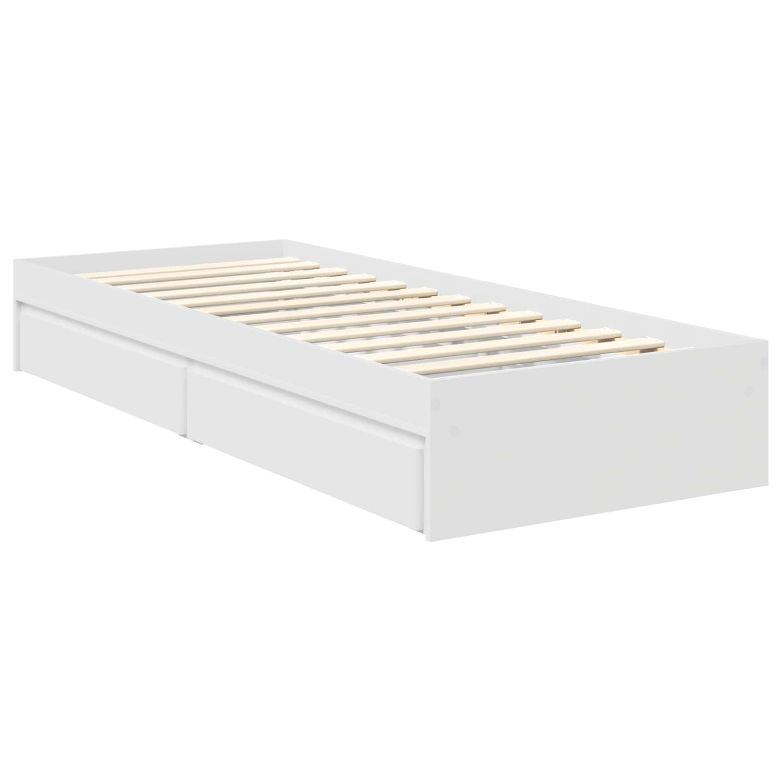 Lit de rangement blanc 75 x 190 cm en panneau de bois - 6