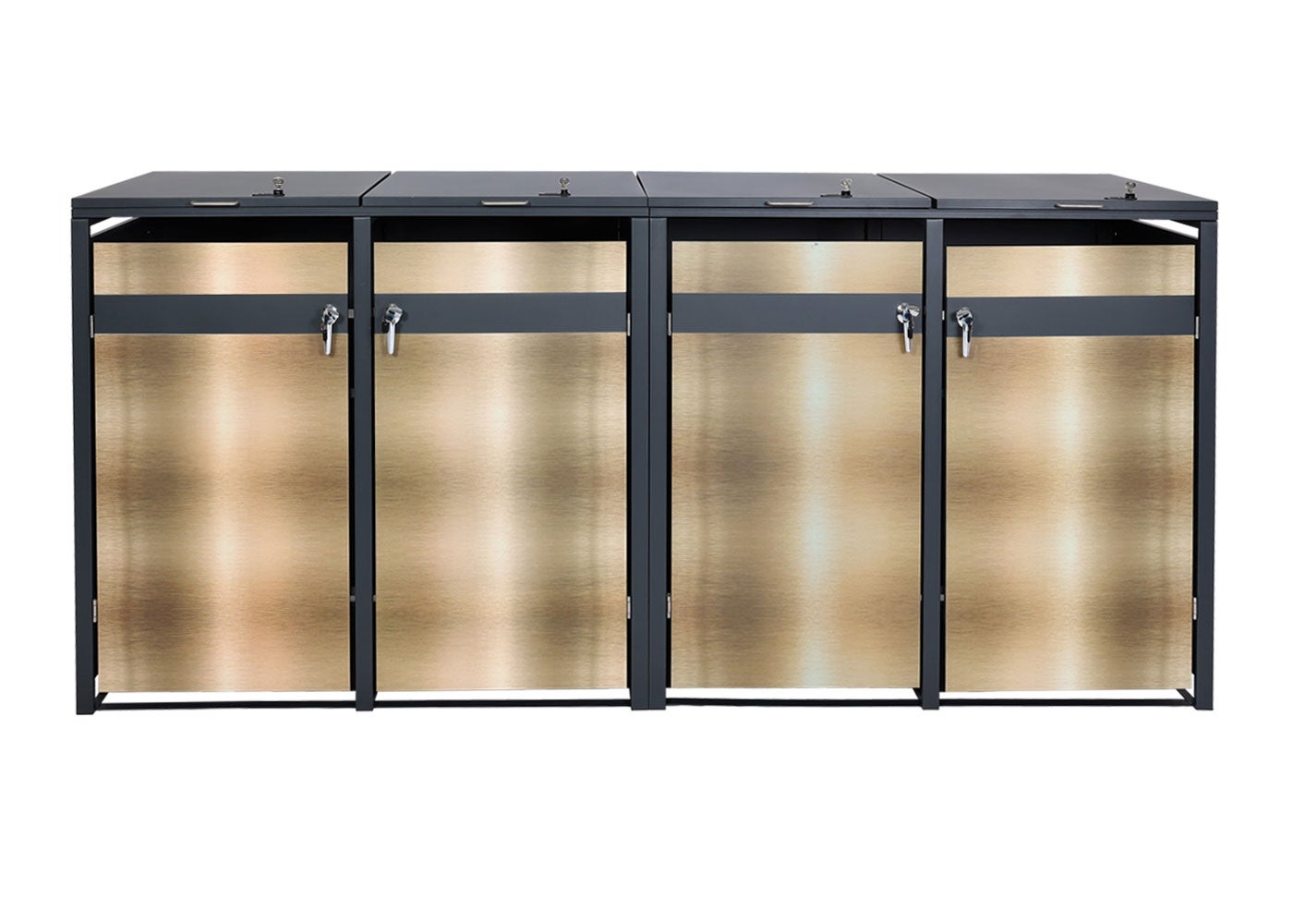 Set 4x copribidoni box spazzatura rifiuti HWC-J82 80x264x117cm acciaio inox antracite gold - 4