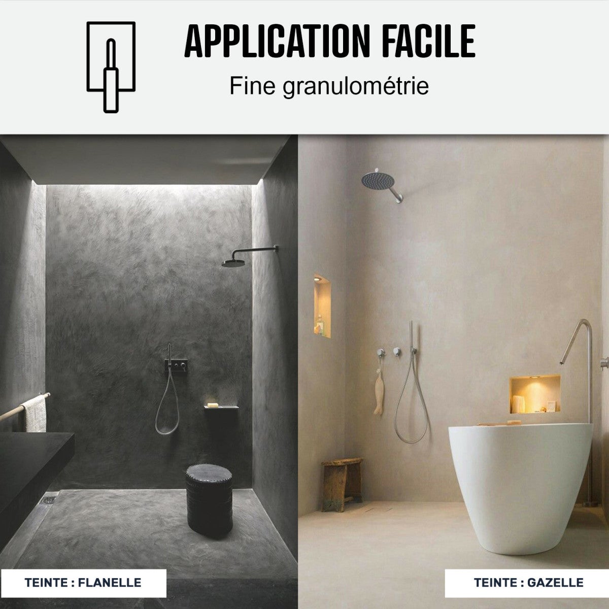 KIT BÉTON CIRÉ - MURS SALLE DE BAINS DOUCHE ITALIENNE Isatis Blanc - 10 m² (en 2 couches) - ARCANE INDUSTRIES - 4