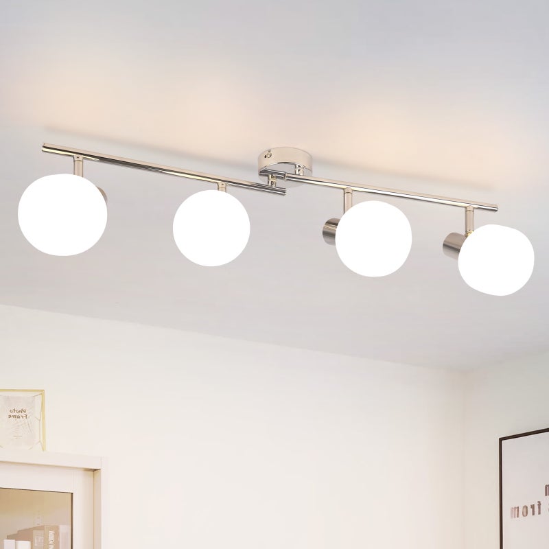 NETTLIFE Reflektorowa sufitowy E14 Biały 4 żarówki Wewnętrzny szklany obrotowy Vintage do korytarza pokoju hotelowego