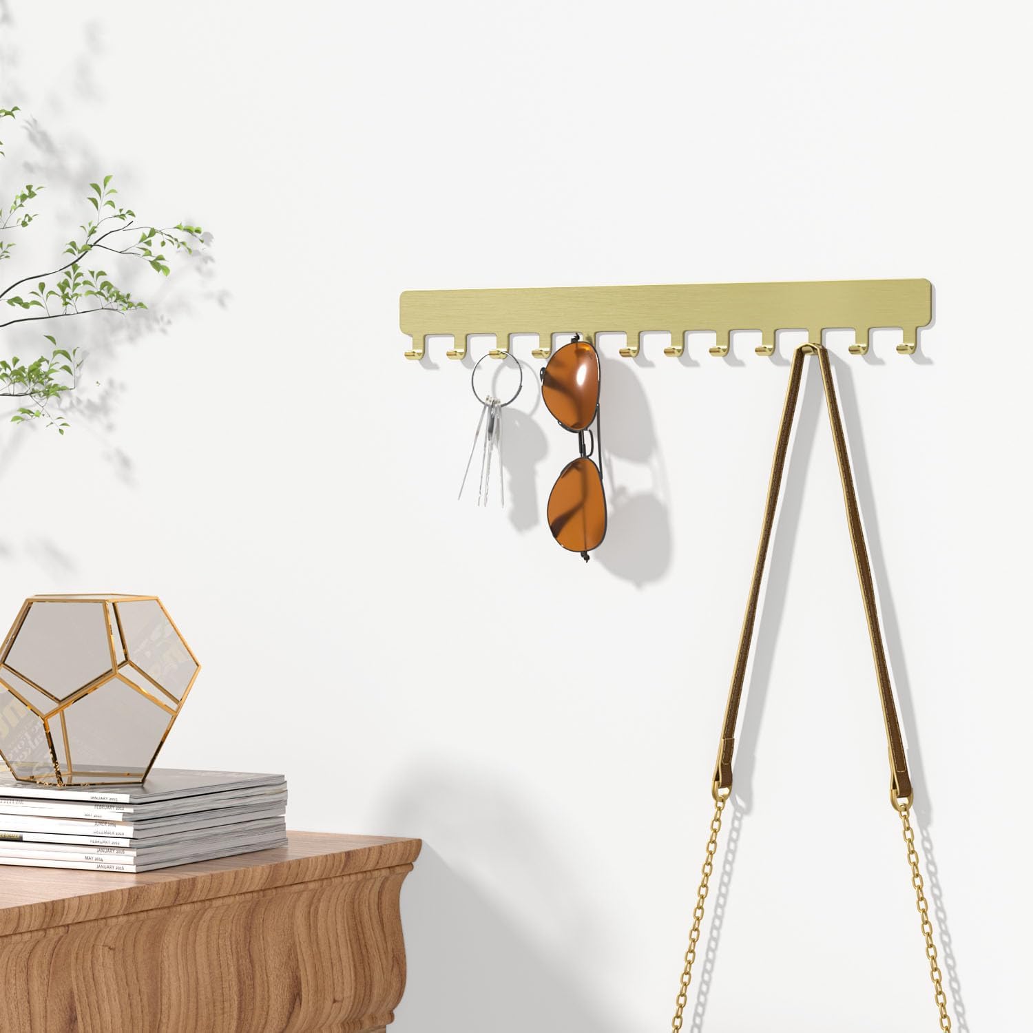 Lot de 2 porte-chaînes muraux pour bijoux - Organiseur de bijoux robuste pour colliers, bracelets et boucles d'oreilles - Solution peu encombrante - 3