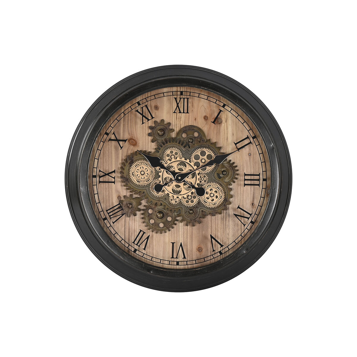 Reloj de pared home esprit negro dorado natural cristal hierro vintage 67 x 9 x 67 cm