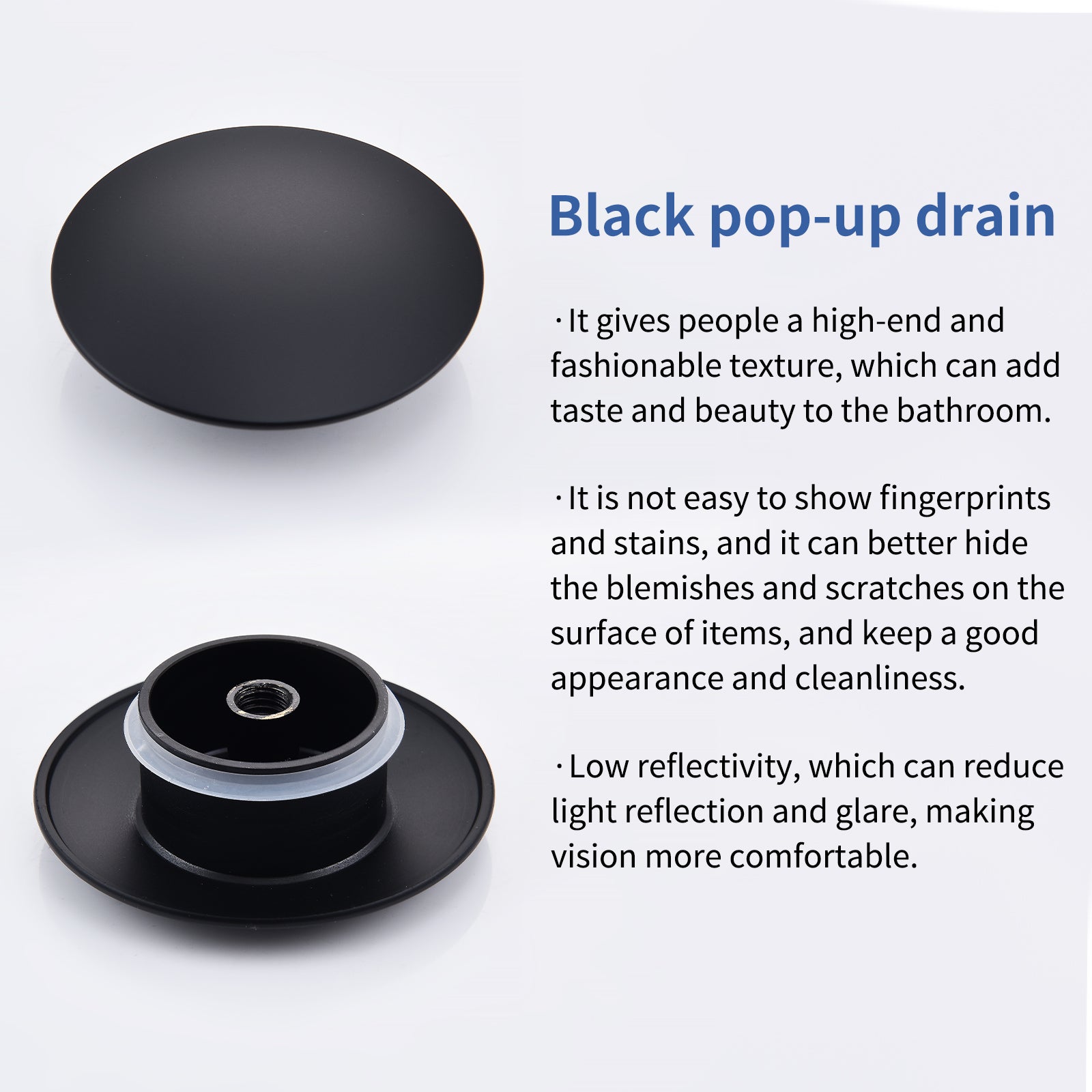 Bonde de Lavabo Bonde Pop-up avec Trop-plein Automatique Universelle Vidage pour Vasque et Lavabo Équipé Panier-filtre, Noir - 4