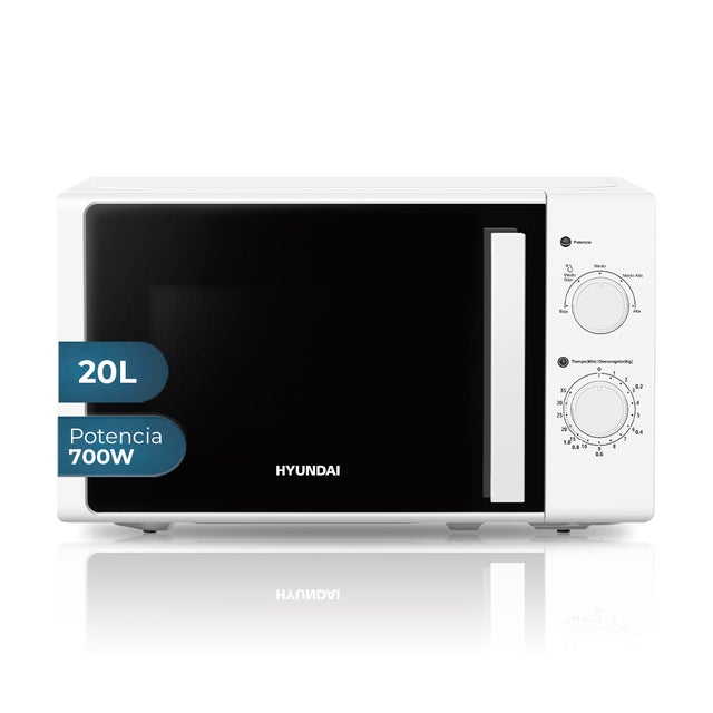 Microondas Hyundai, HMW2701, 700W, 5 Programas, Modo Descongelación, Revistimiento Interior, Fácil Limpieza, Temporizador 35min