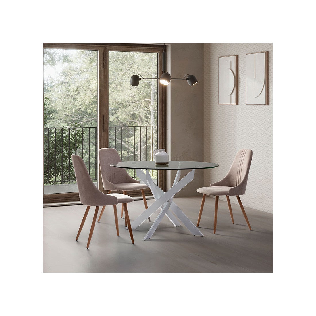 Table à Manger Effet Marbre Rayo 120cm Blanc
