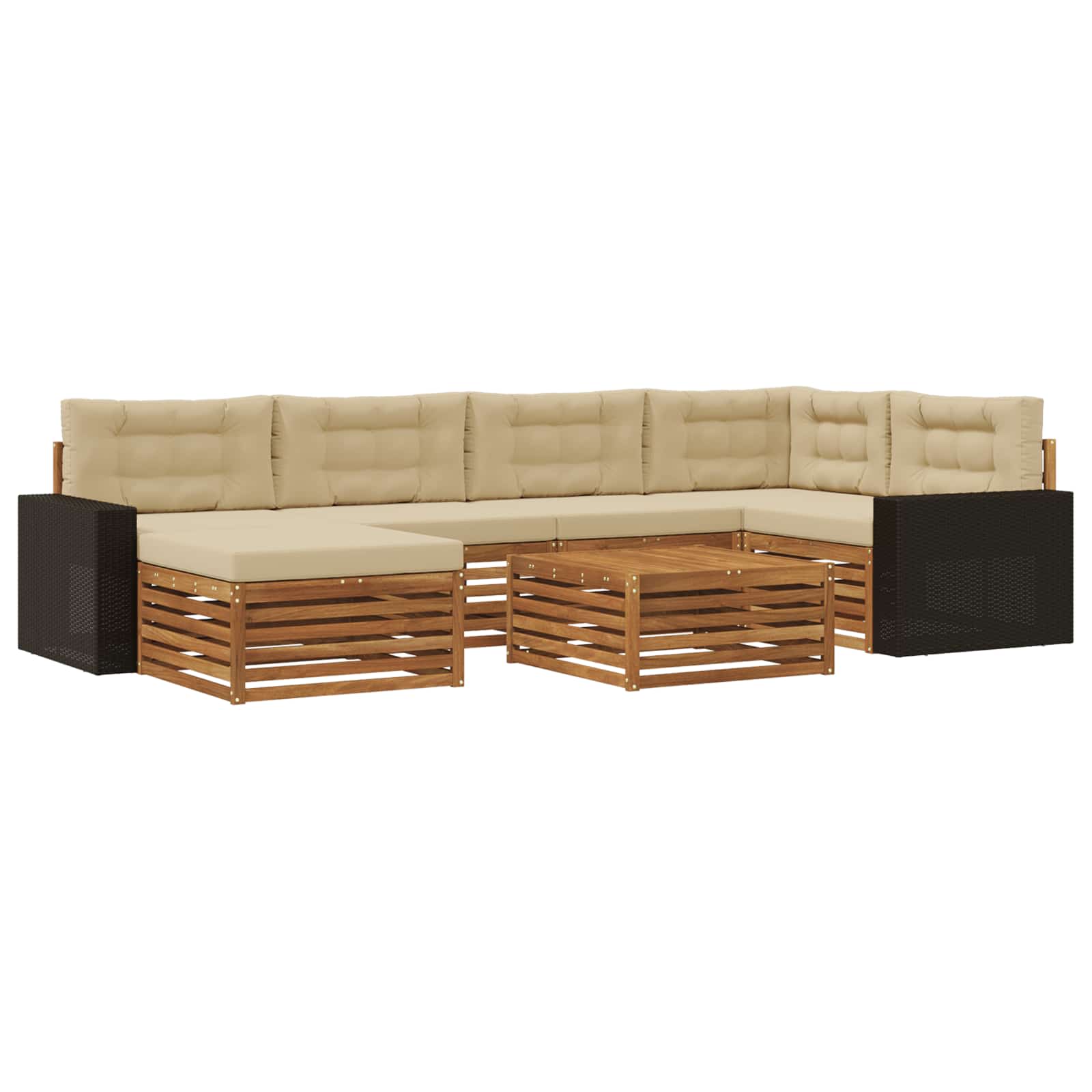 Ensemble de canapés d'extérieur 7 pc naturel et beige - 2