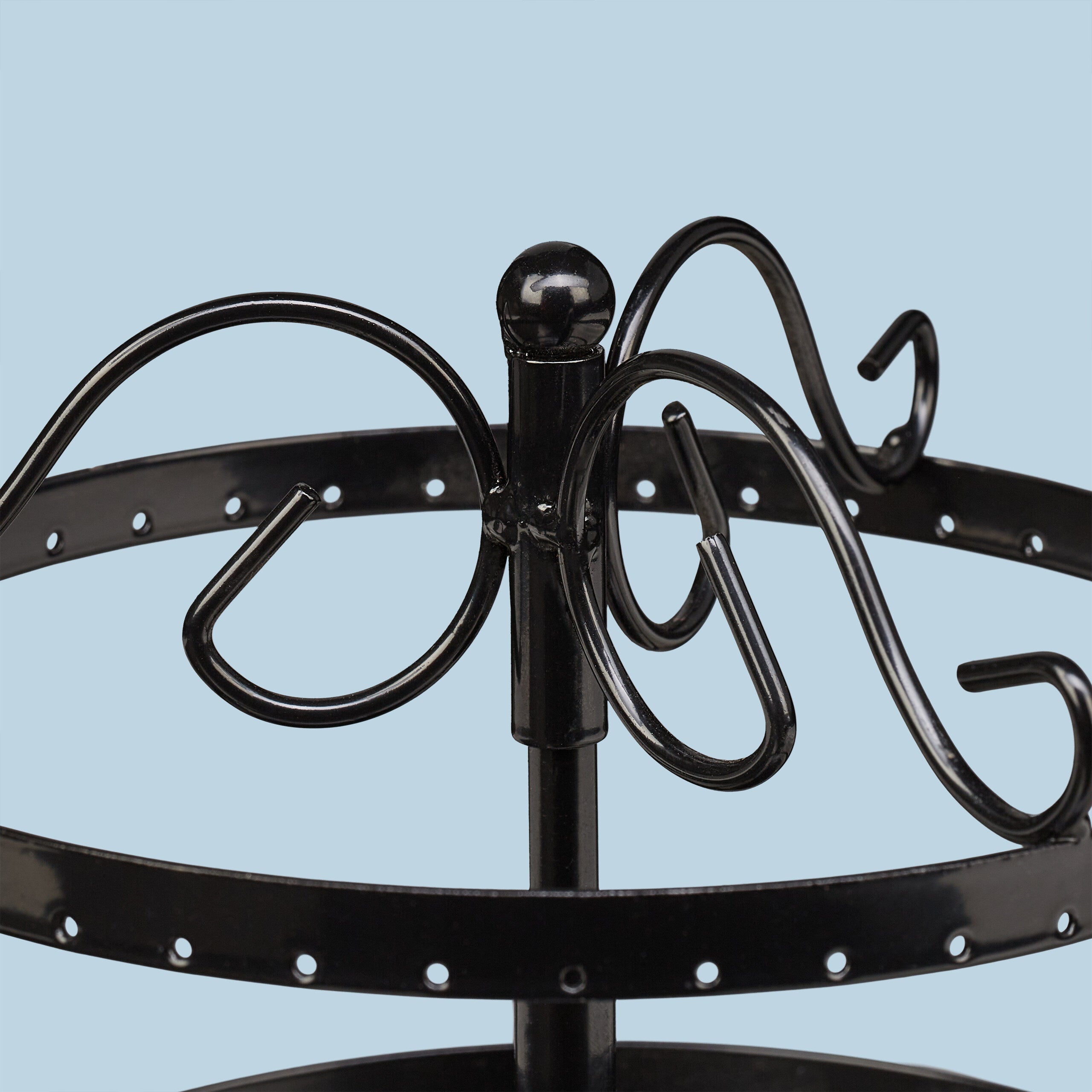 Présentoir boucles d’oreilles, fer, 168 emplacements, rotatif, arbre à bijoux, H x D 30 x 16,5 cm, noir, Relaxdays - 6