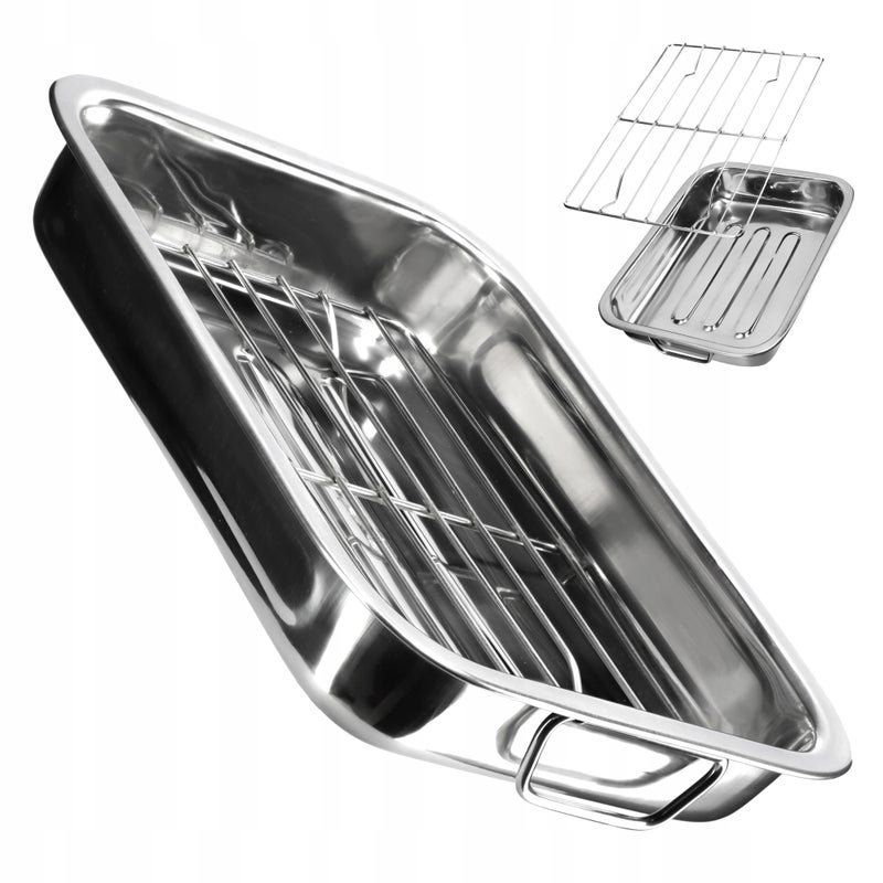 BLACHA Z RUSZTEM BRYTFANNA DO PIECZENIA KURCZAKA RYB FORMA STAL KRATKĄ 40cm