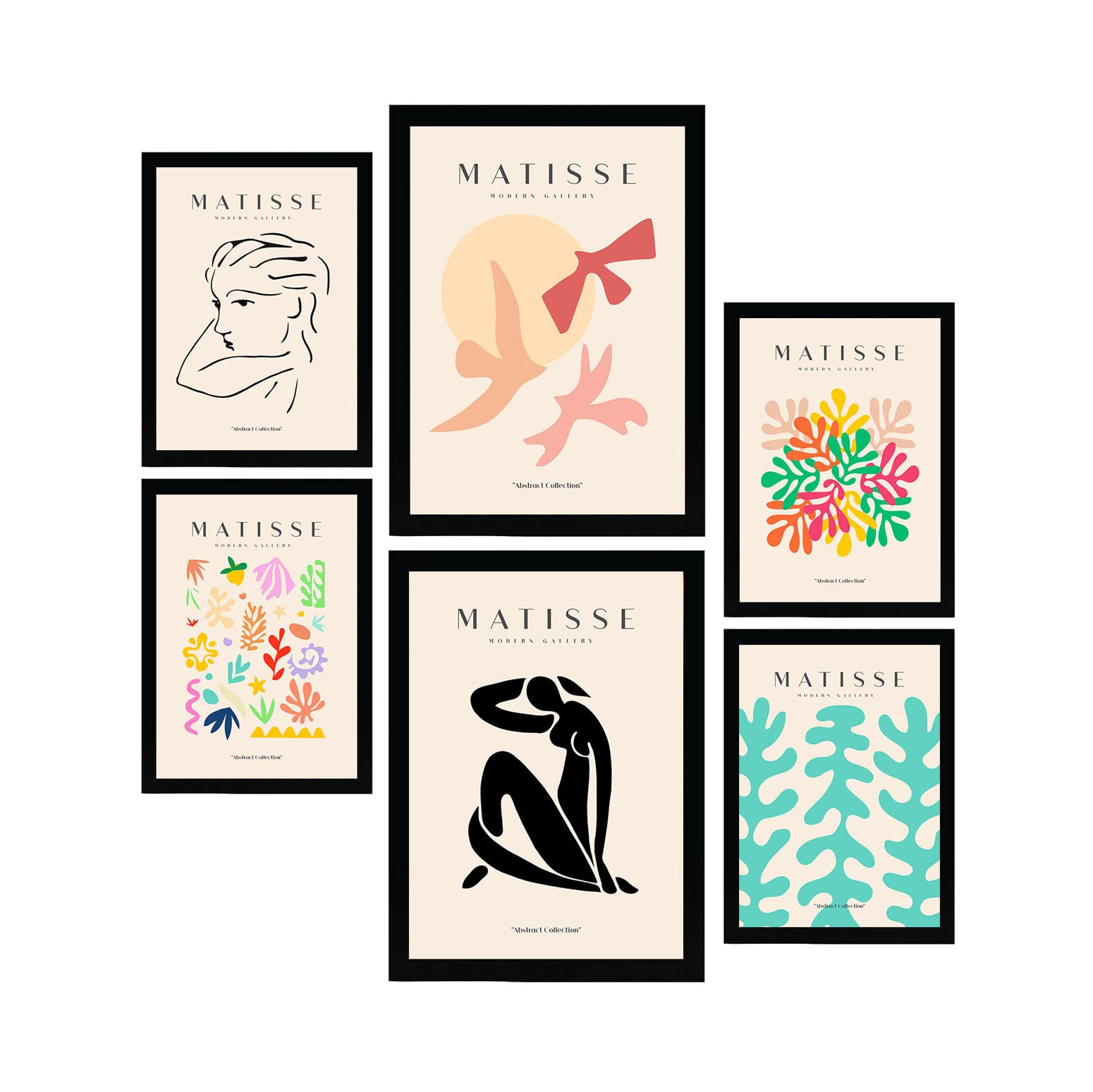 Nacnic set de 6 posters de henri matisse libertad láminas de fauvismo y arte abstracto para el diseño y tamaños a3 & a4 marco negro