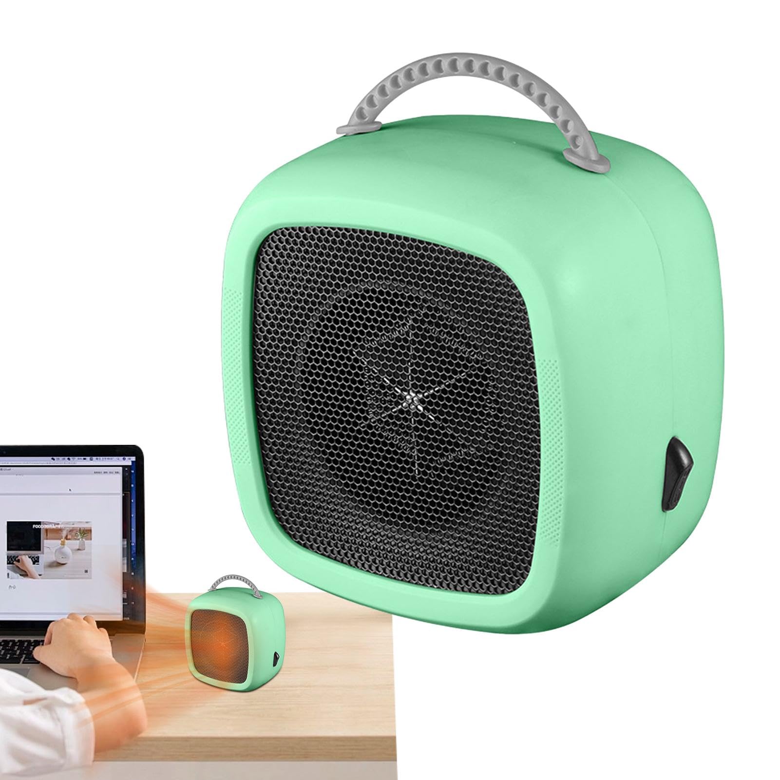 Termowentylator elektryczny, mini grzejnik elektryczny z trybem ogrzewania, 3 tryby, zabezpieczenie przed przegrzaniem, zielony