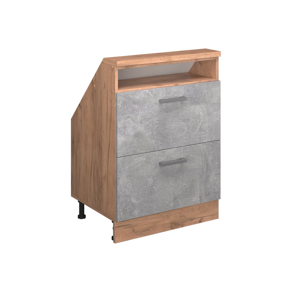 Vicco Szafka kuchenna na dach skośny R-Line, Beton, 60 cm z 2 szufladami