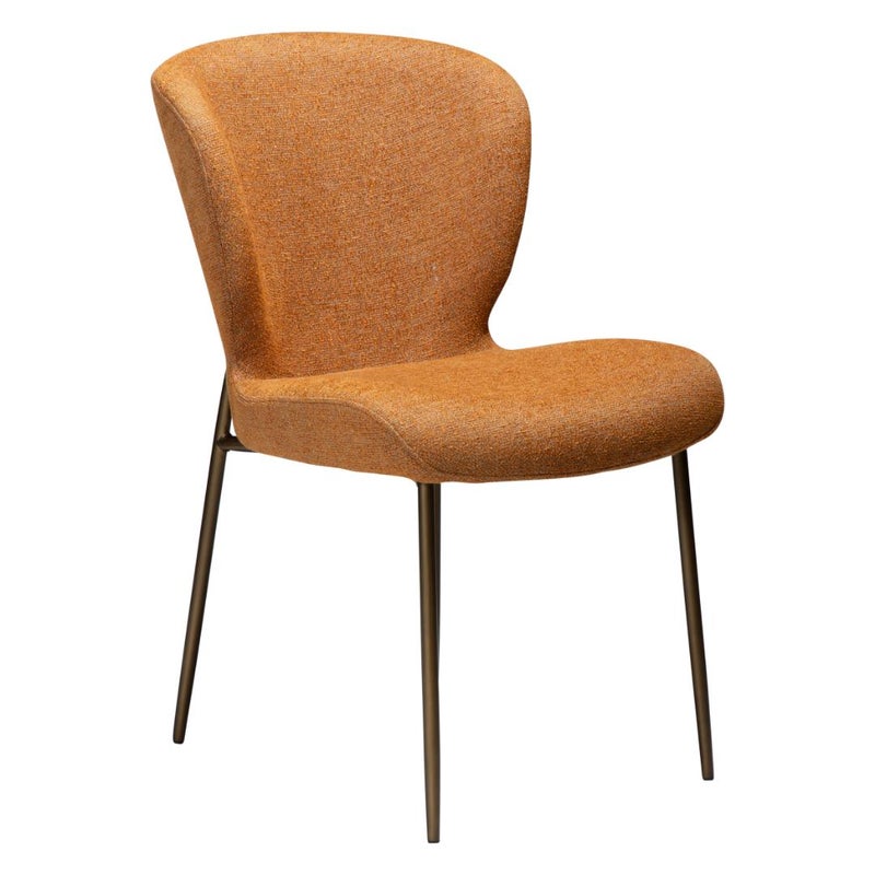 Glory Dan-Form krzesło stołowe bouclé palony pomarańczowy.