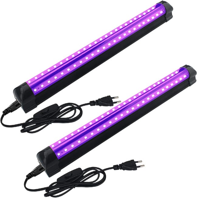 Tuba LED o mocy 10 W emitująca światło czarne – zestaw 2 sztuk, 48 diod LED, idealna na imprezy DJ-skie, imprezy świąteczne i do malowania fluorescen