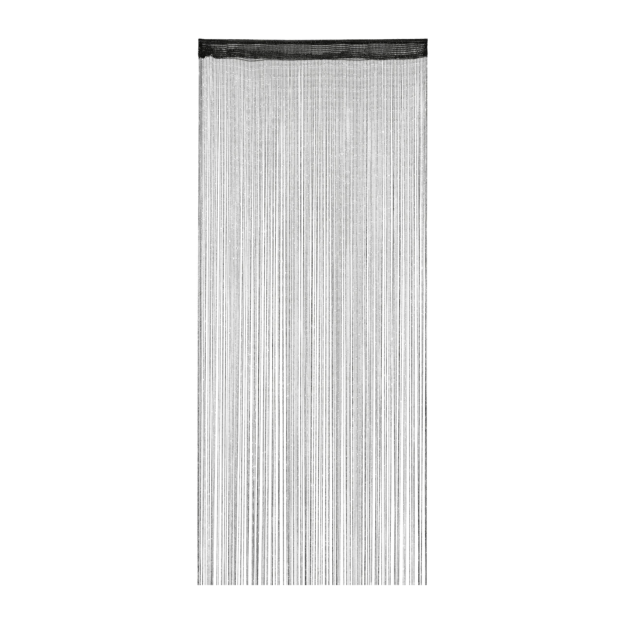 Relaxdays cortina de hilos brillantes para puertas y ventanas, para cortar a medida, visillo 90x245cm, negro
