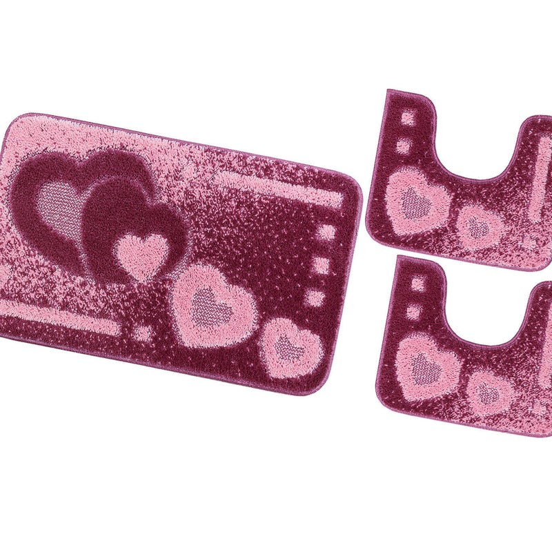 Zestaw 3 Fioletowy Kiery Dywaników Shaggy 3D łazienkowych Girowater Miękki Chłonny Antypoślizgowy