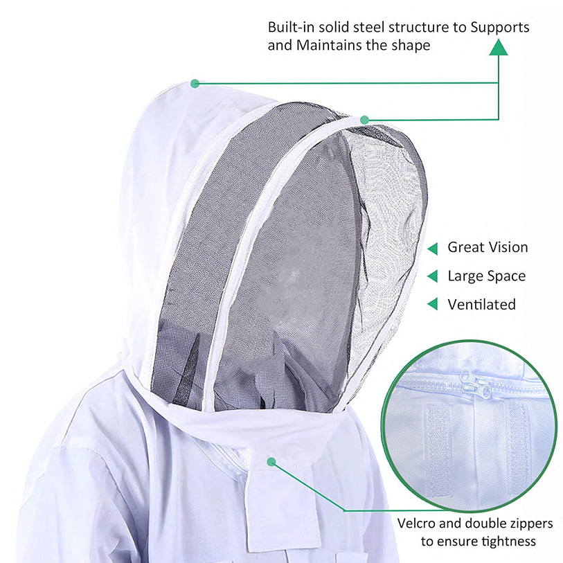 Combinaisons d'abeilles professionnelles pour hommes et femmes, combinaisons d'apiculture avec gants et capuches ventilées,pour jardin (XXL) - 5