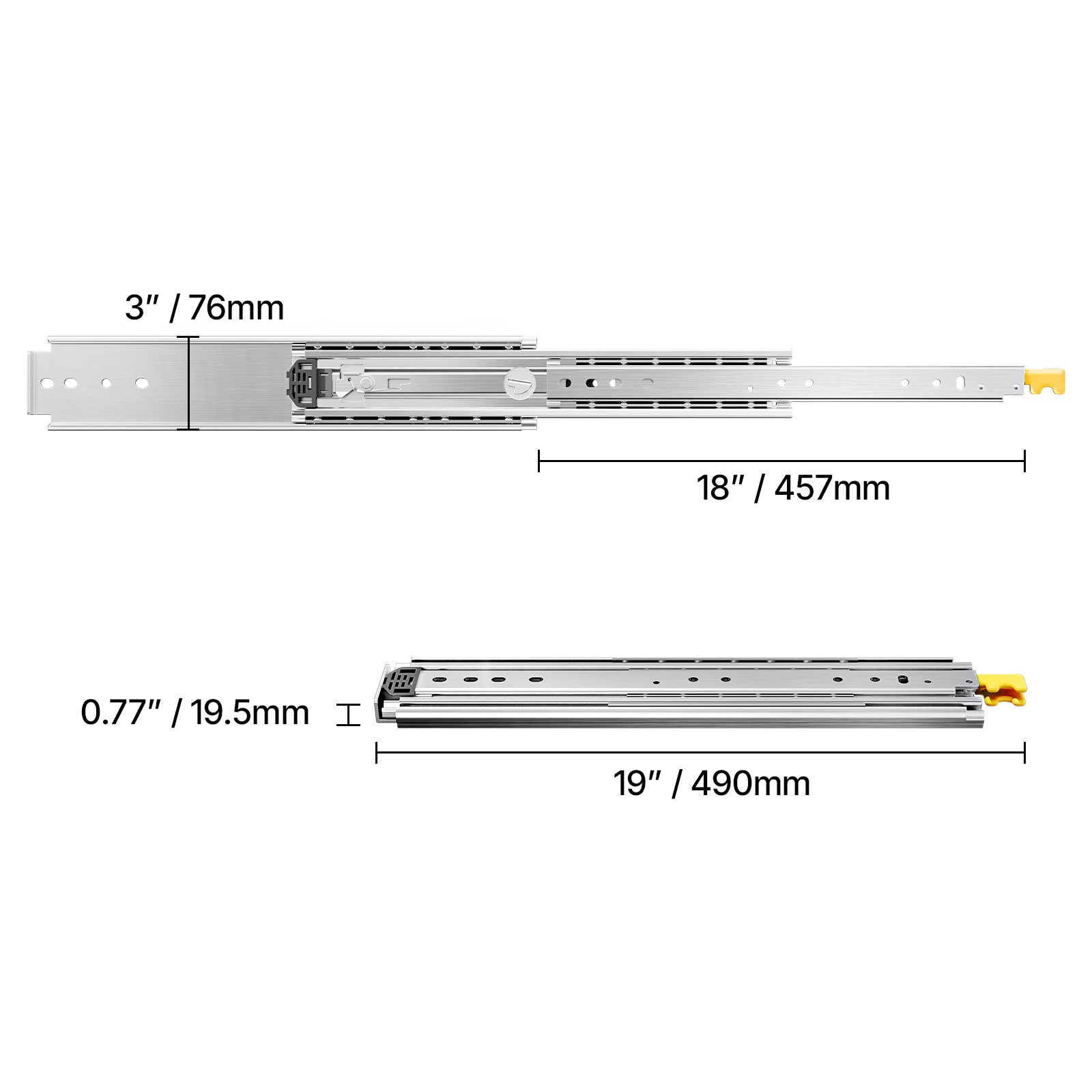 Glissières tiroir à extension complète,SucceBuy capacité charge de 500 lb,roulement à billes avec verrouillage,rail coulissant latéral,18 à 60 po - 2