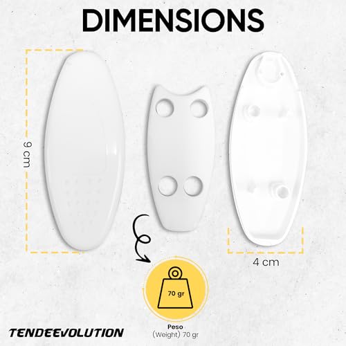 Corda de plástico para cortinas de interior Peso 45g - Fabricado em Itália - Branco - 9x4cm - 3