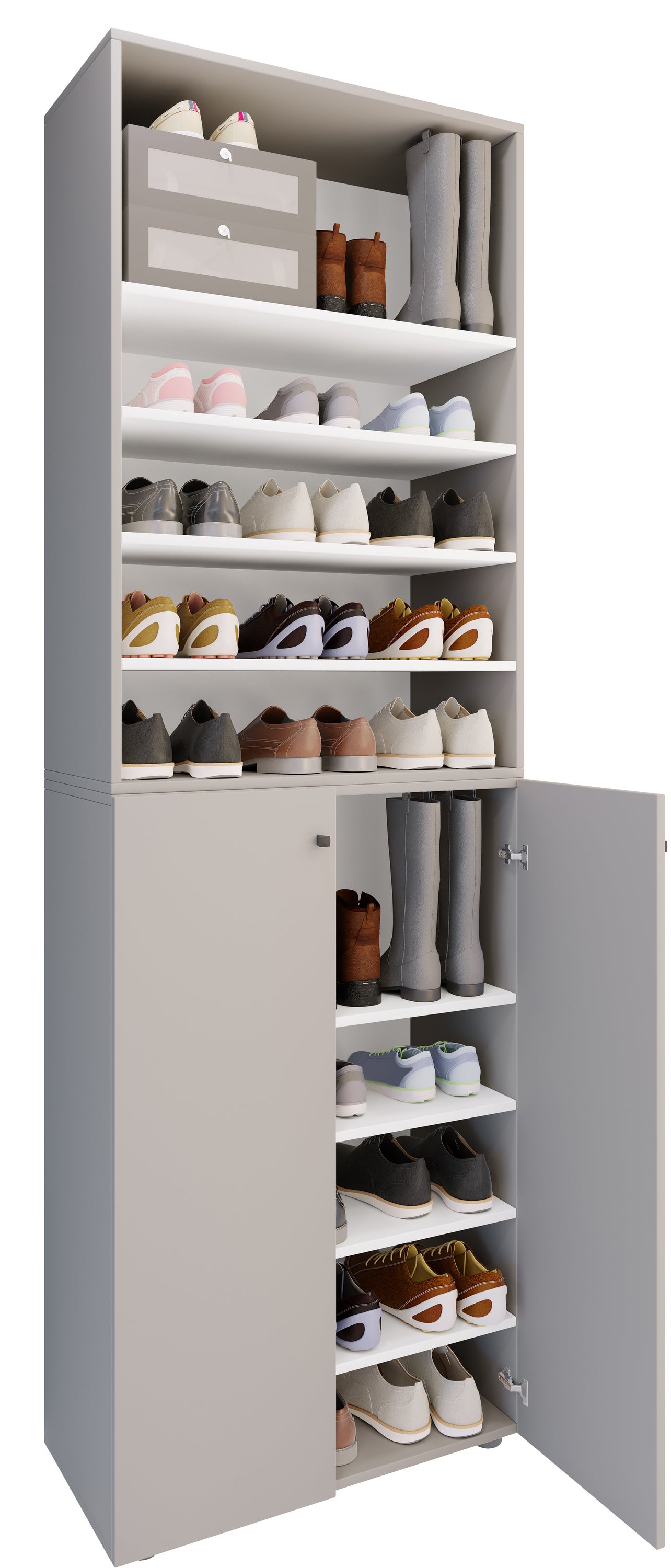 VCM Szafka na buty Lona Szary H. 220 x B. 70 x T. 40cm